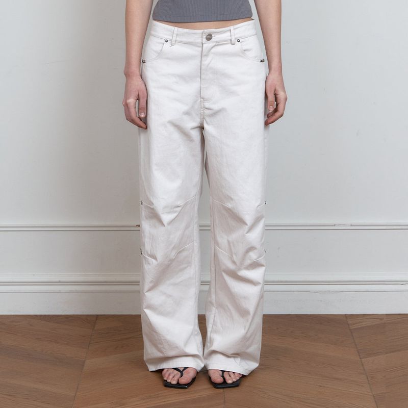 C STUDDED WIDE CHINO PANTS_IVORY