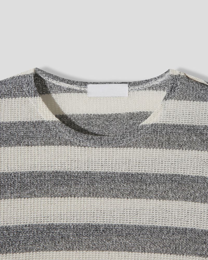 Lure shoulder snap stripe knit