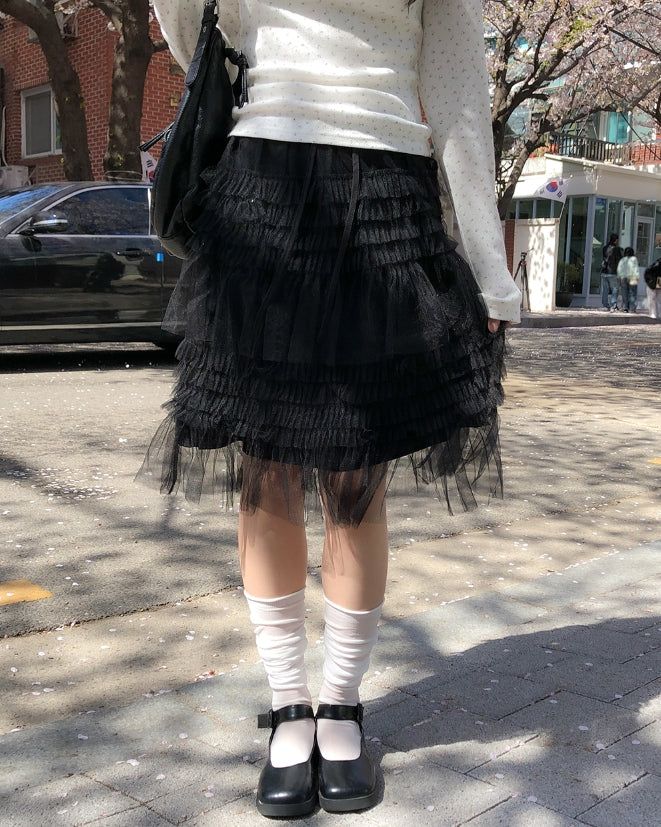 Rita Chiffon Frill Midi Skirt