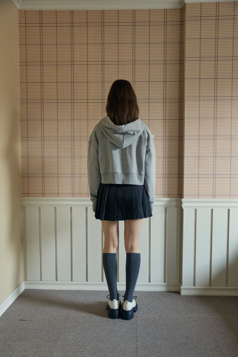 FRILL HOODED ZIP UP (2 COLORS)