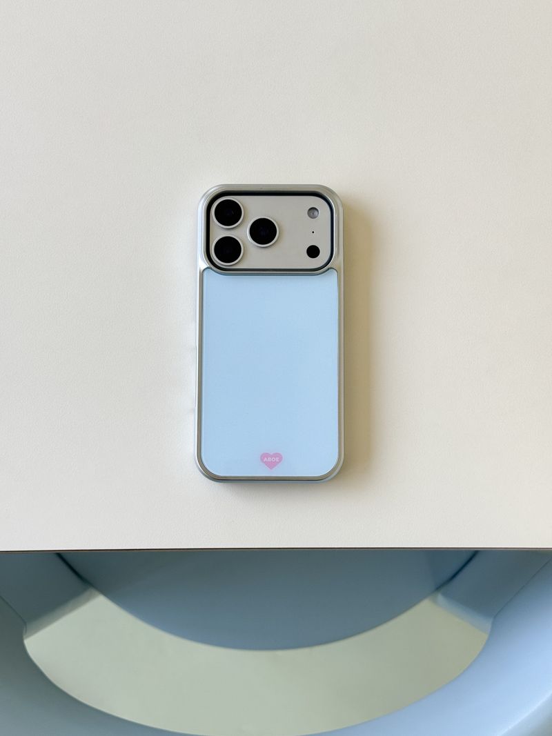 [Magsafe] BLUE CREAM Silver Glass Bumper Case