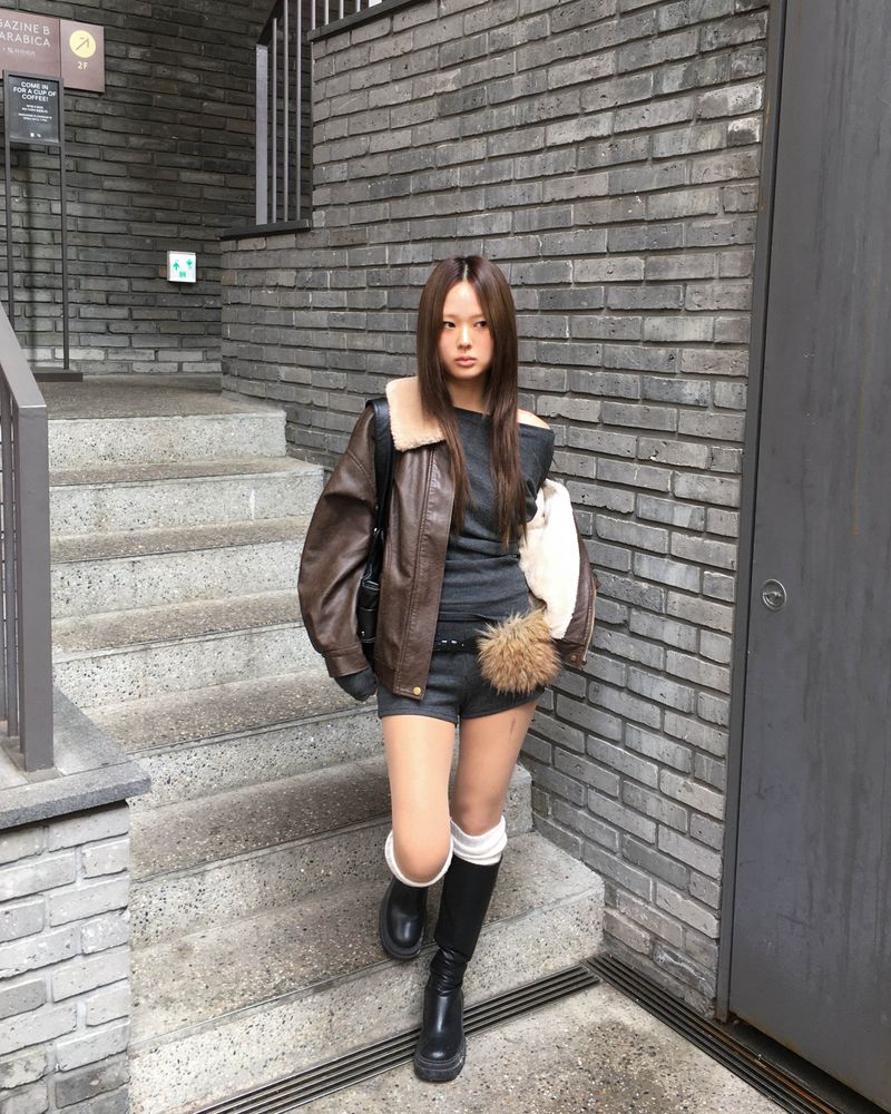Vintage fur leather jacket