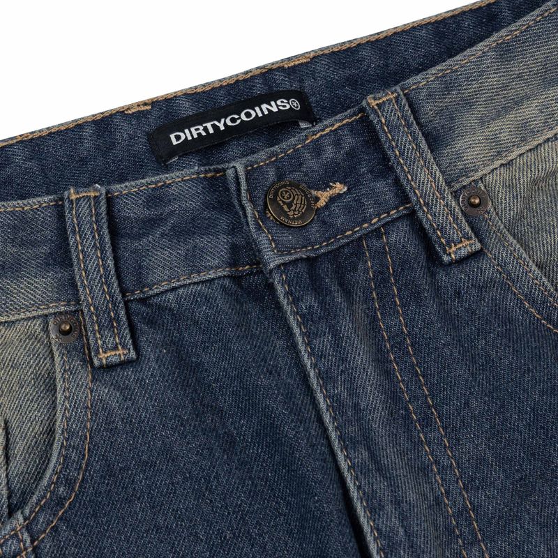 DirtyCoins Splicing Cargo Pants Blue Wash