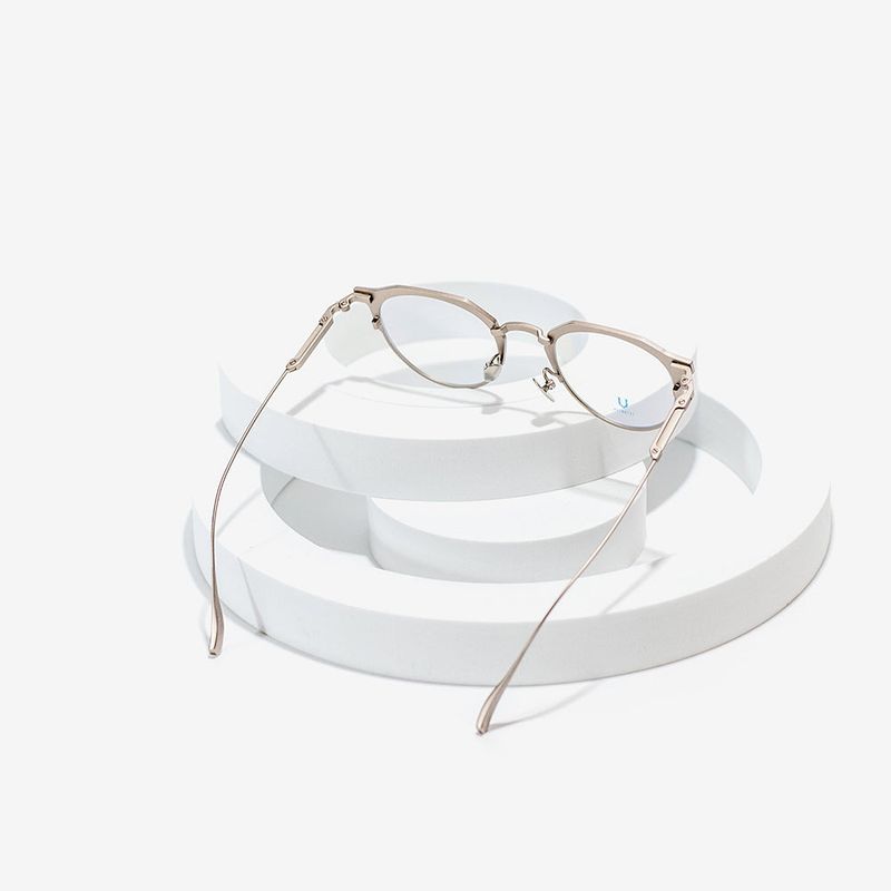 Knouun Round titanium glasses CODE. 104. B Khaki N Brown