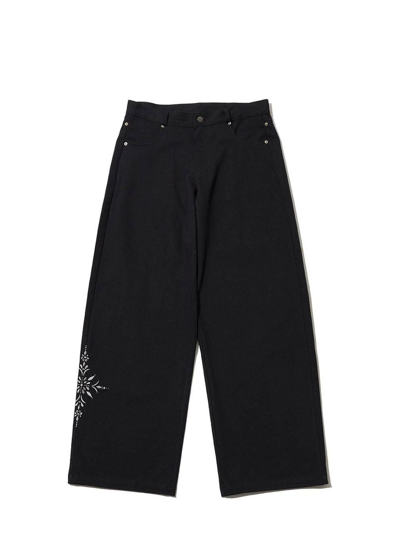 LOW-RISE FLOWER EMBROIDERY PANTS