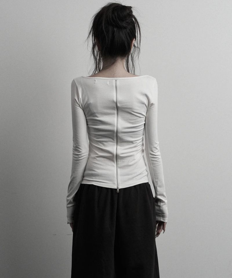 URBAN UNIQUE（アーバンユニーク）の「[label]バック ツーウェイ ジッパー ロングスリーブ(white)（トップス）」
