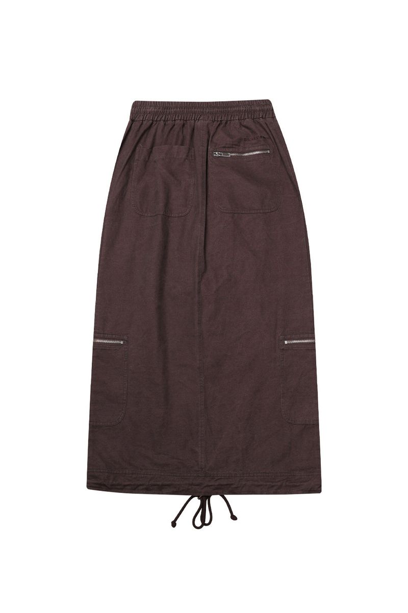WASHED 2WAY ZIP SKIRT_BROWN