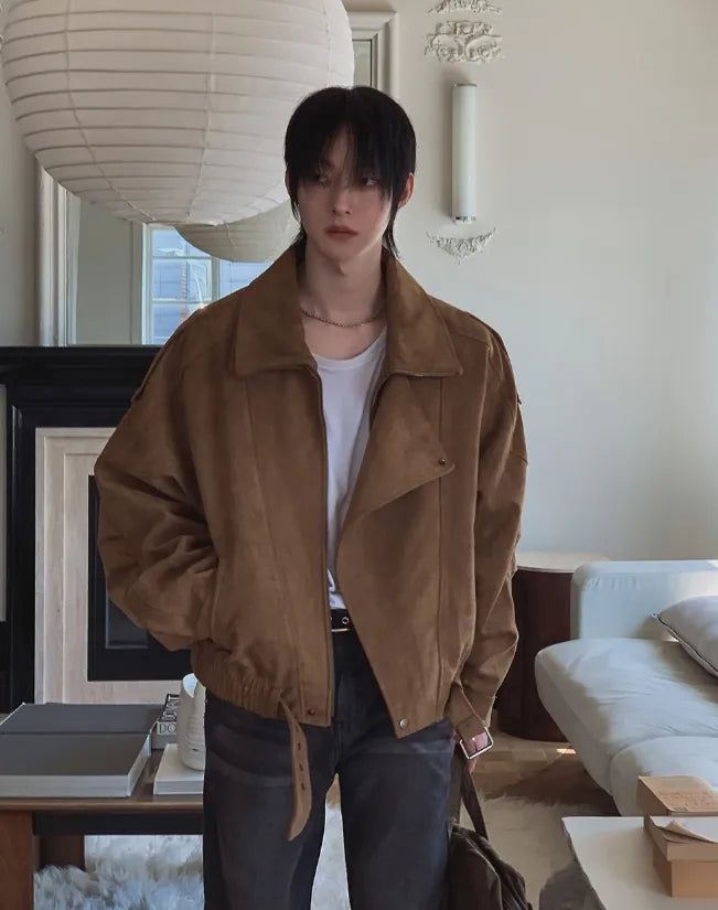 Seidon Suede High-Neck Rider Jacket