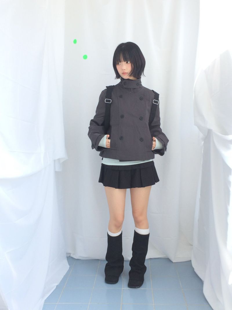 double frill pleated skirt