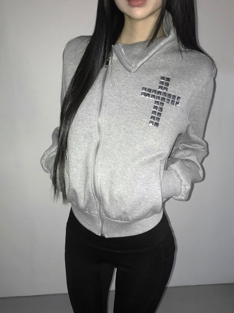 tuebe cross high neck zip-up(2 color)