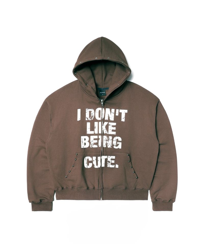 Crop Fur Hooded Zip-Up - Brown