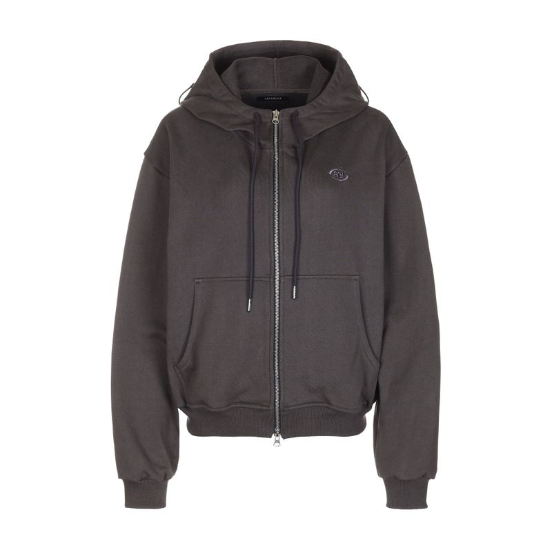 LAYERED STRING HOODIE ZIP-UP [DARK GRAY]