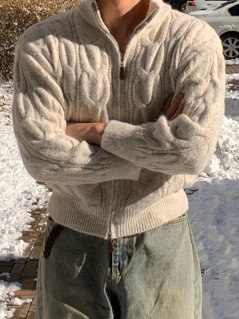 Mensfloor（メンズフロア）の「Tereko two way heavy knit zip-Up（Tops）」