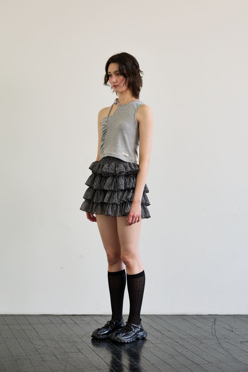 BEBE UNBALANCE SLEEVELESS TOP / GRAY