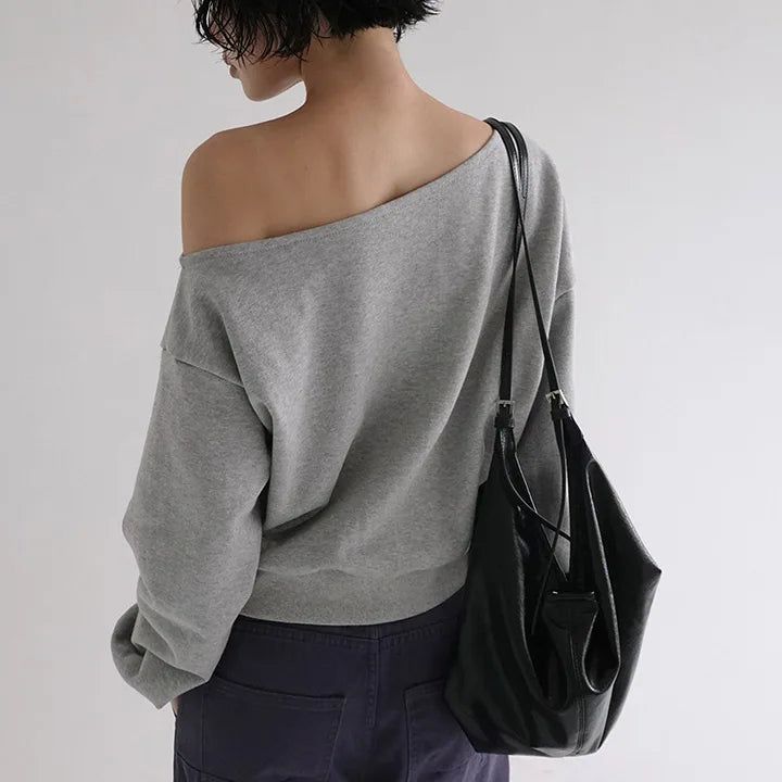 [Loate] One-Shoulder Sweatshirt - 4 Colors