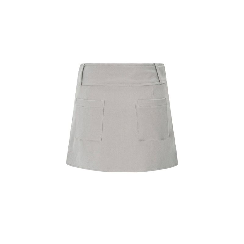 BELT MINI SKIRT-ASH BEIGE