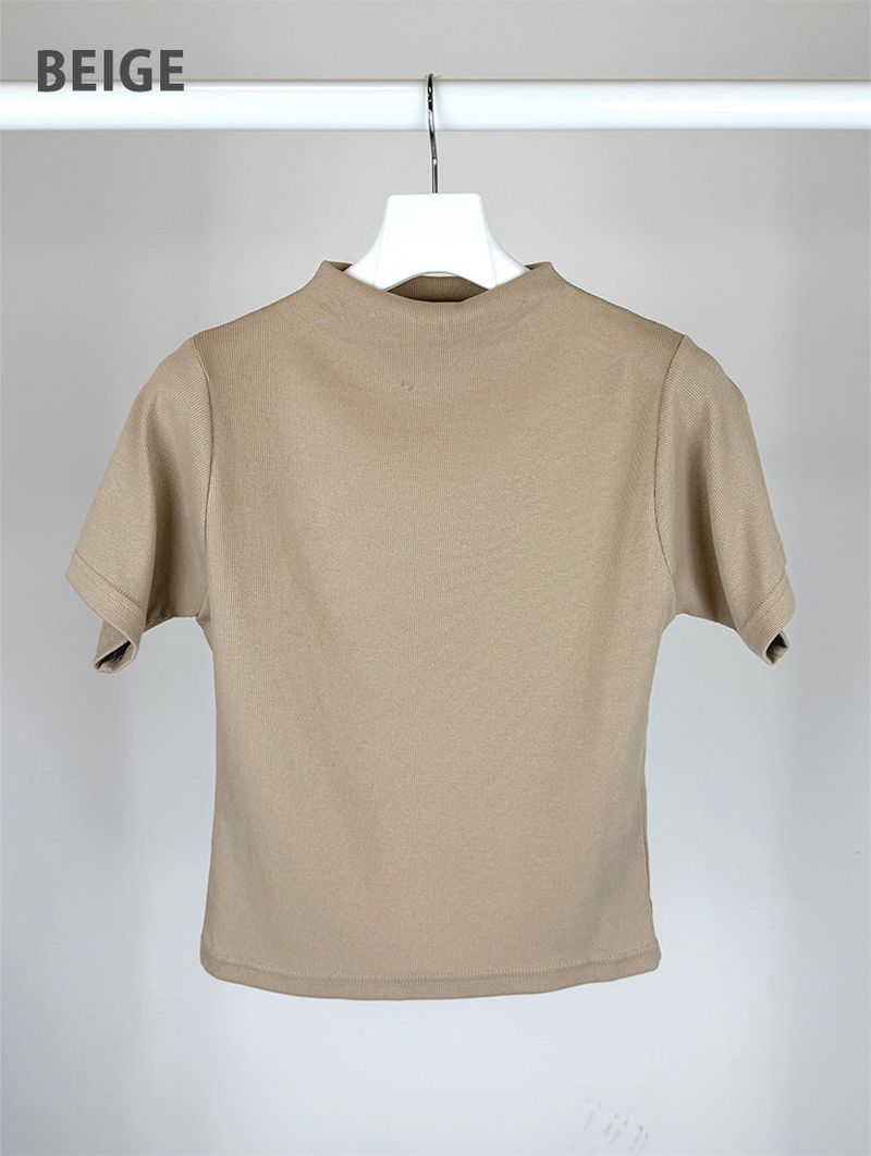 RIBBED HALF NECK TEE (4C)