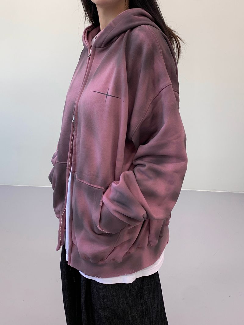 Unisex Tie Dye Over Hooded Zip-Up 2C
