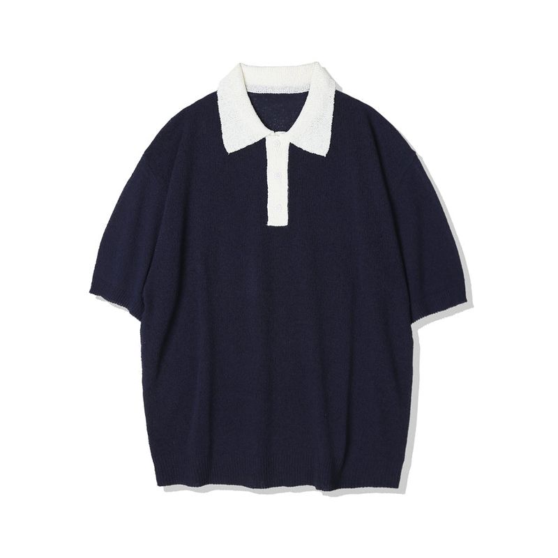 BOUCLE SUNDAISY COLLAR HALF KNIT NAVY