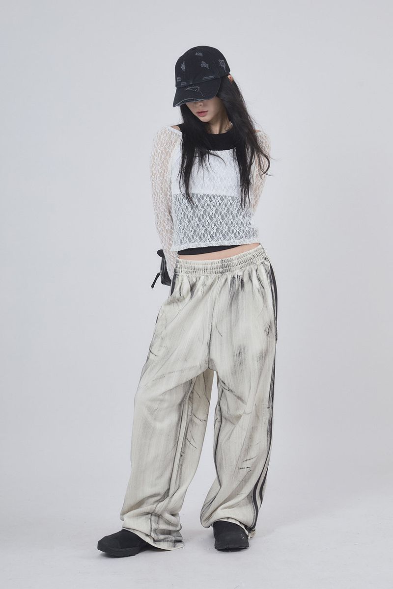 Dirty wall banding track pants