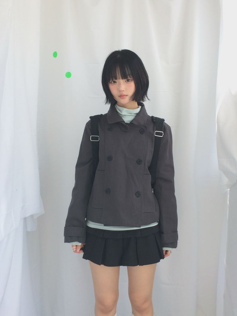 double frill pleated skirt