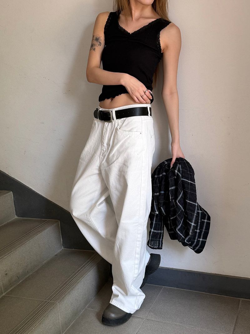 MUZESEOUL（ミューズソウル）の「Stitch point wide cotton pants(3color)（Pants）」