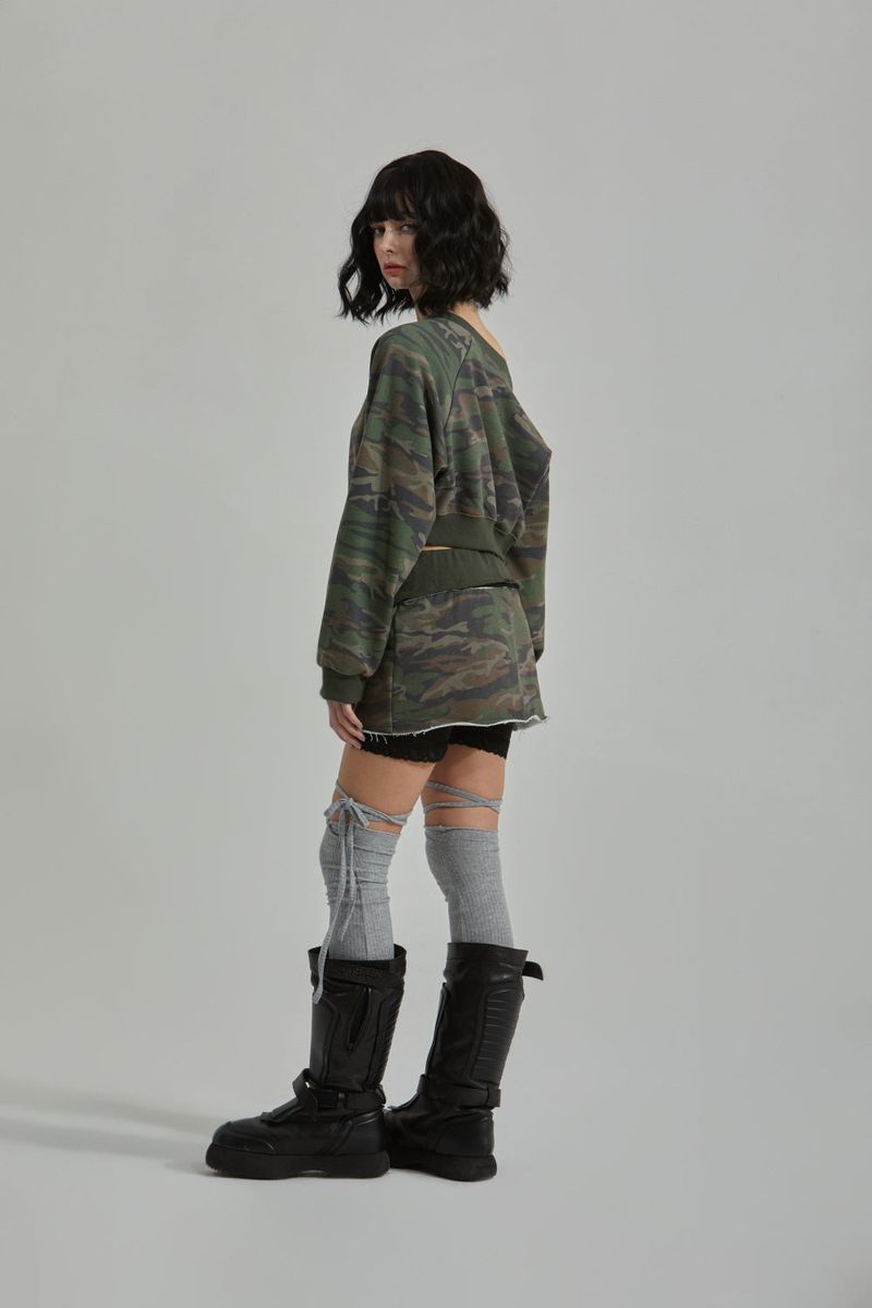 CAMO ONE SHOULDER T-SHIRT