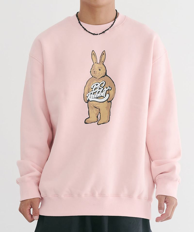 BSRABBIT(ビエスラビット)の「BSR2223FWPO032 BIG BEAR RABBIT CREWNECK PINK(Tops)」