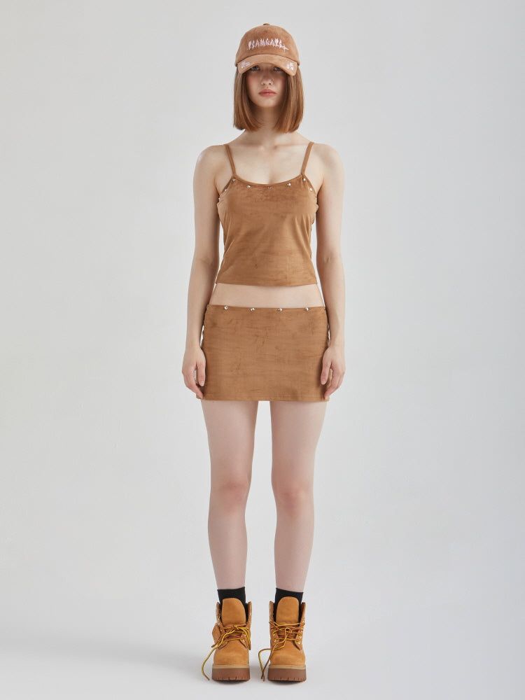 GATELESS（ゲートレス）の「VELVET STUD SKIRT（Skirts）」