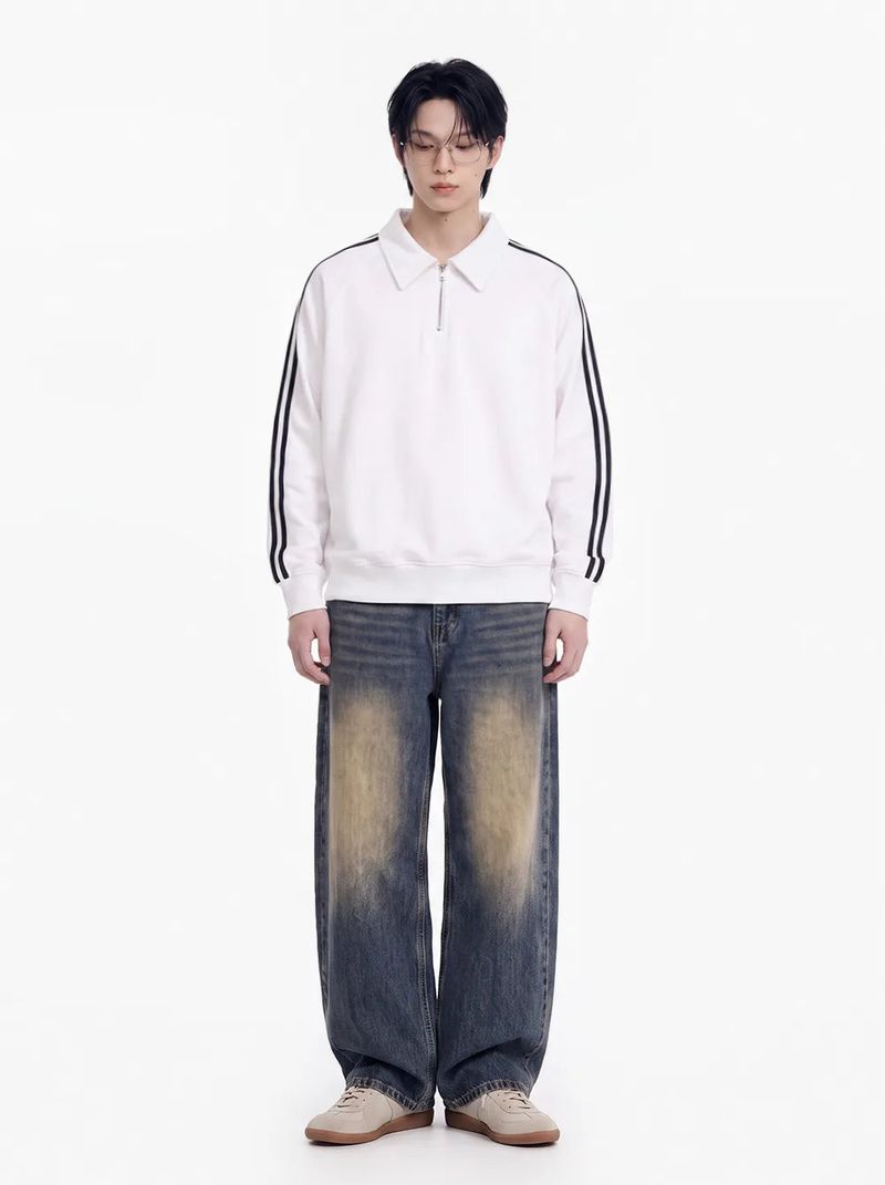 standard collar half zip-up (2color)