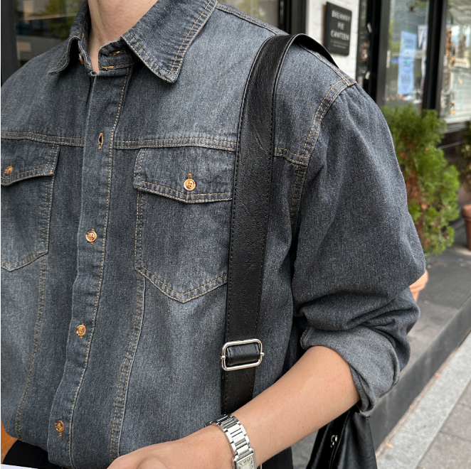 LMN Labo Semi-Over Button Denim Shirt (3 colors)