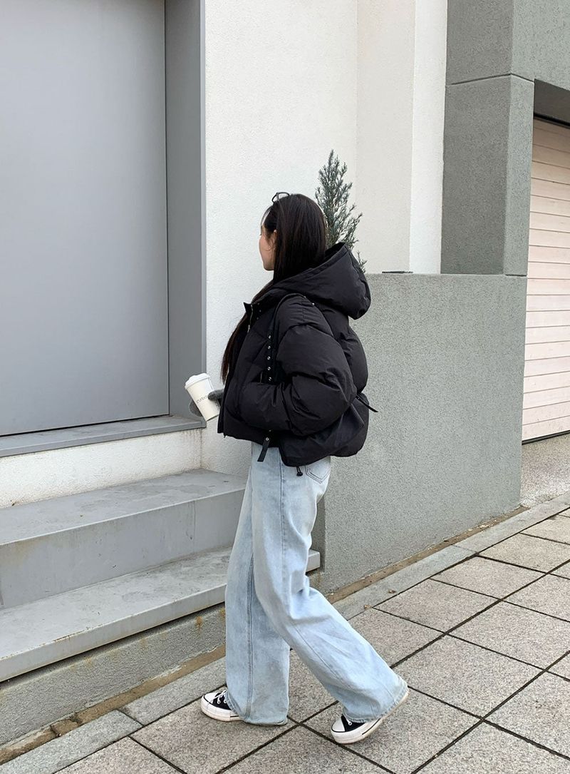 [BELLIDE MADE]Butterfly Two-Way Hooded Short Padded Jacket