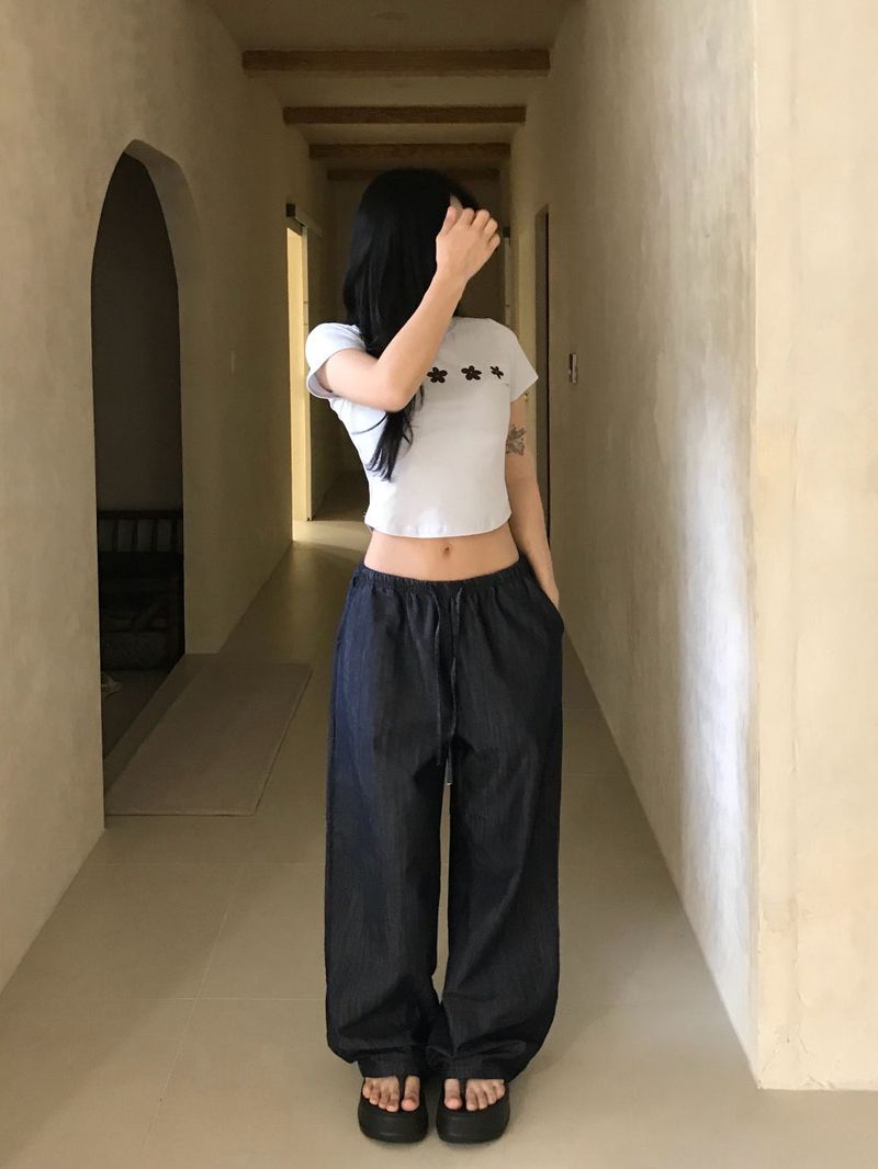 Summer Coast Non-Fade Cool Denim Wide Pants