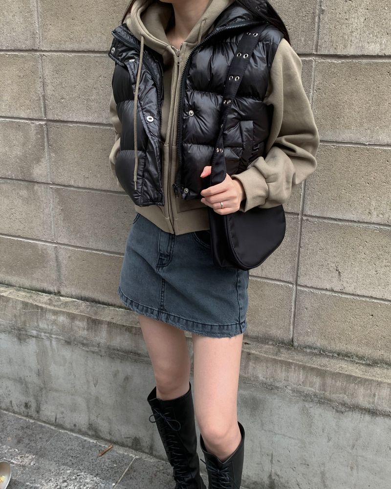 High crop padding vest
