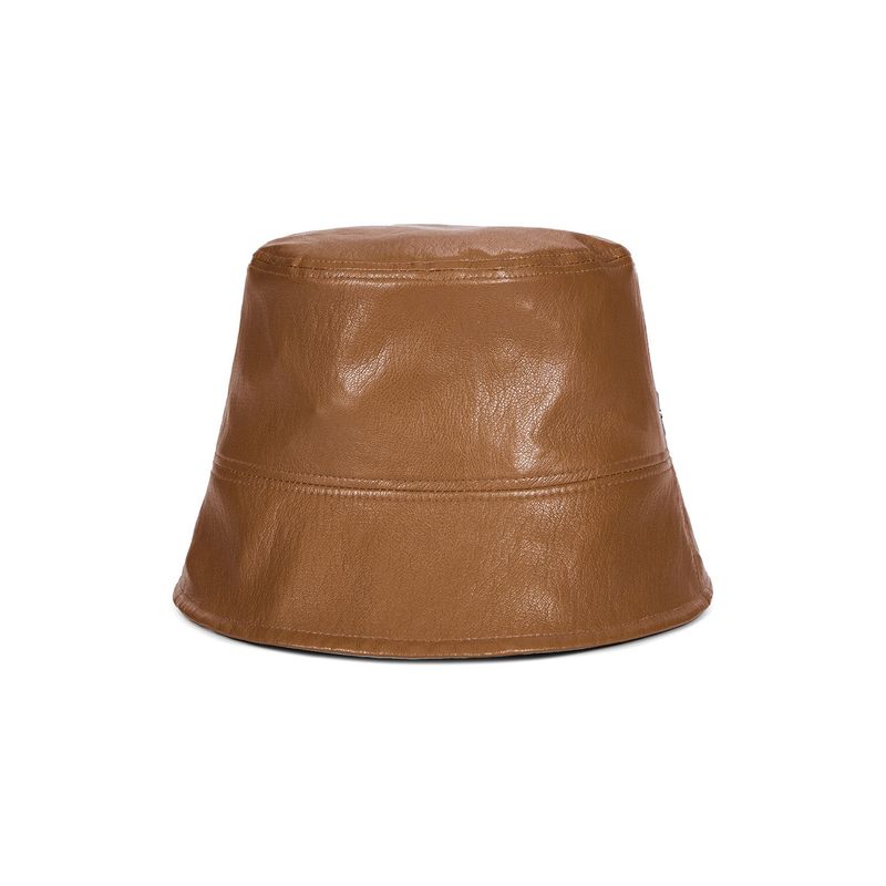 VA Cubic Stud Veganleather Drop Bucket Hat / Camel