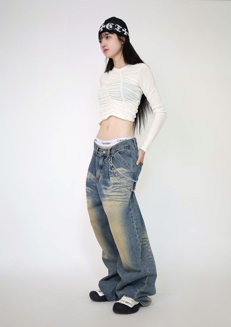 Shirred Asymmetrical T-Shirt