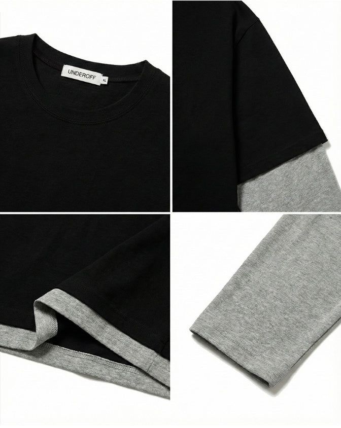 Crop Layered Long Sleeve Dark Gray