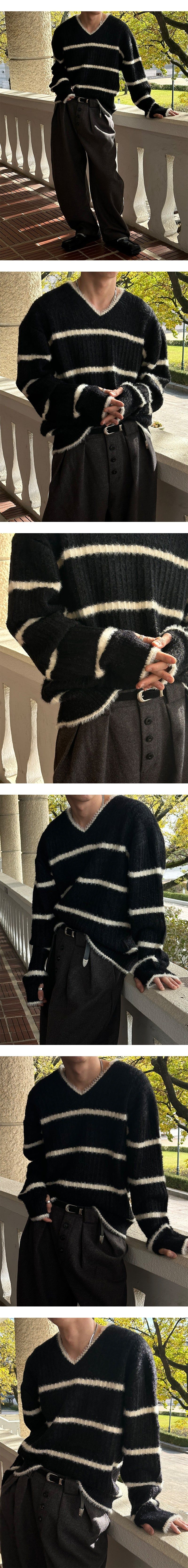   [F/W] Stripe angora warmer knit(4color)