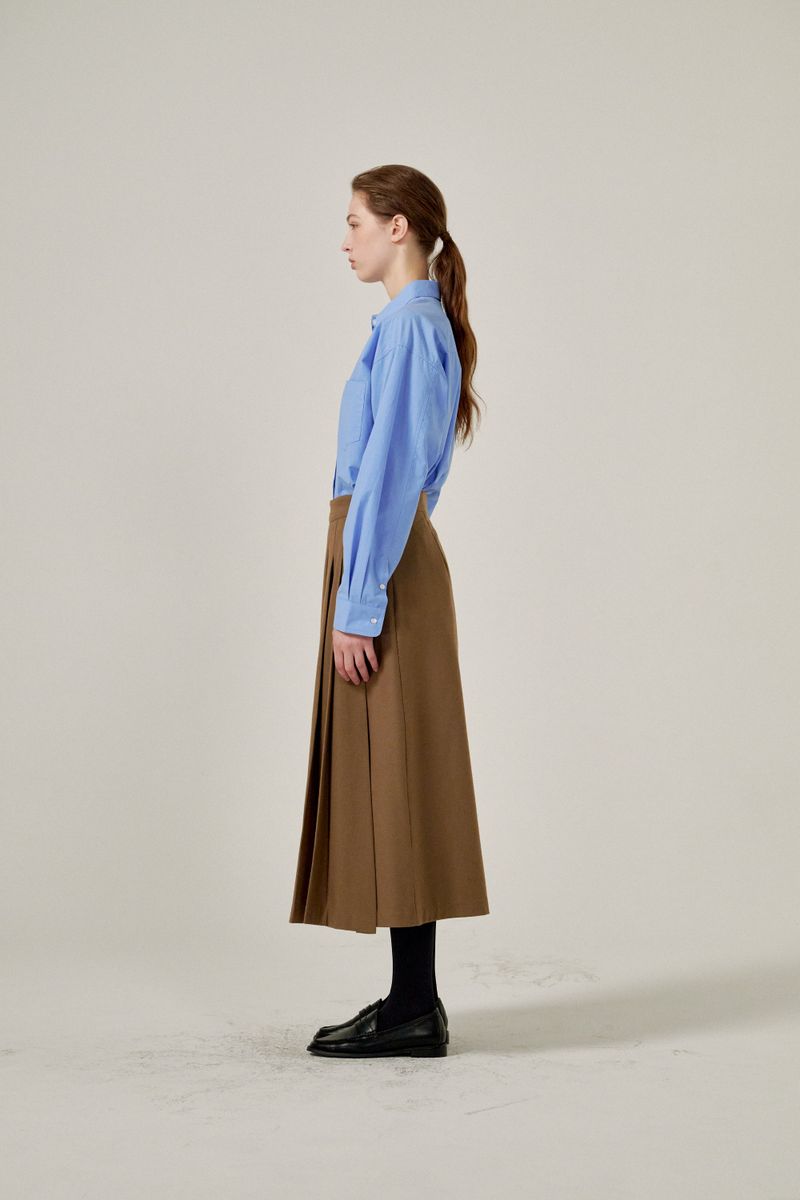 Wrap pleats skirts (Brown)