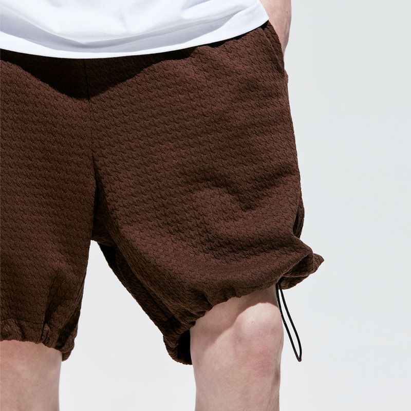 2way waffle half banding pants brown