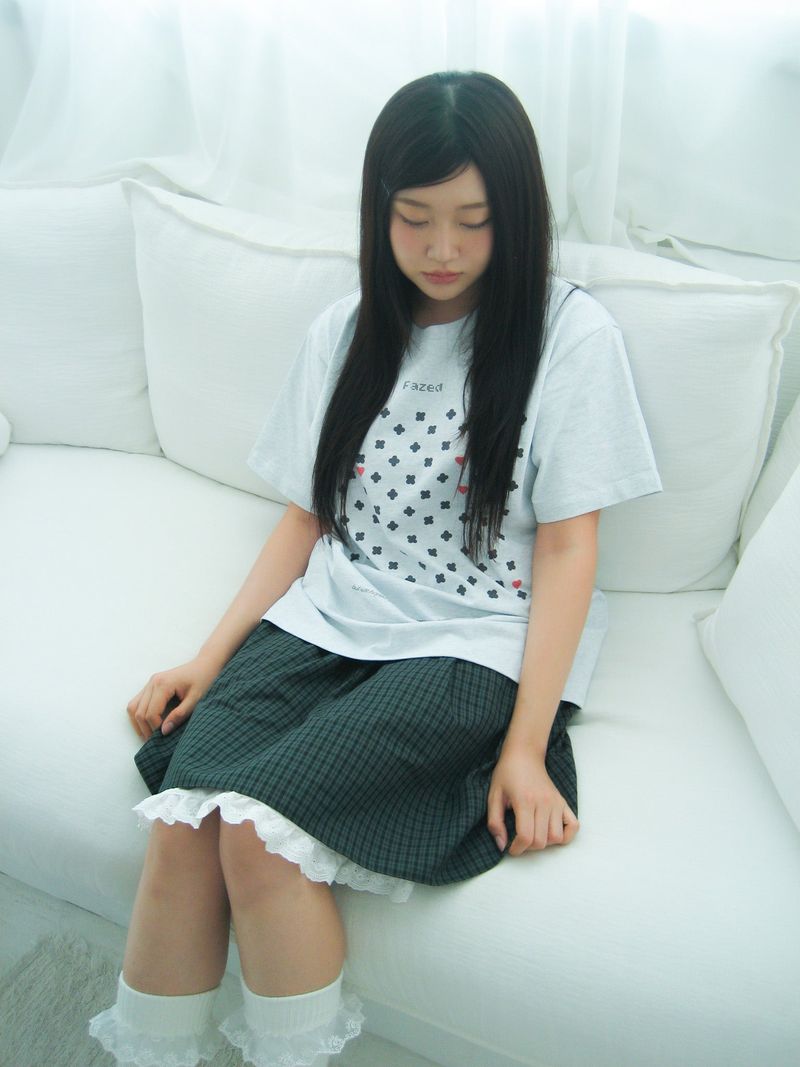 lace check midi skirt / charcoal