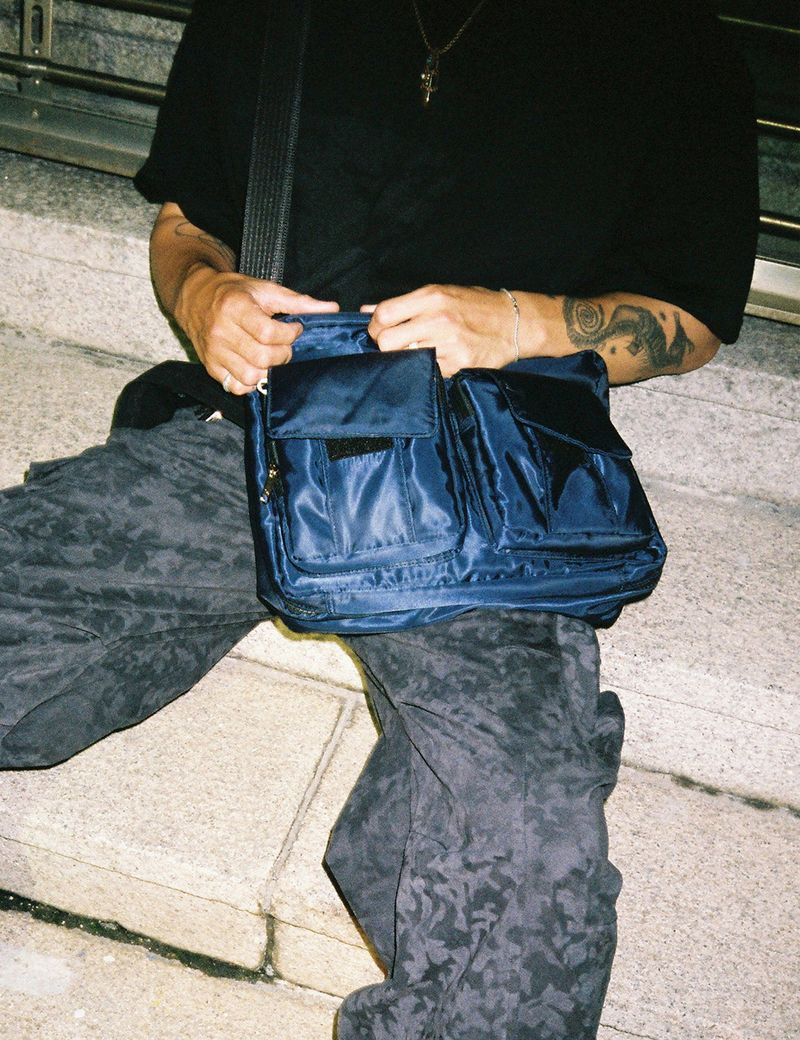 Padded Cargo Pocket Cross Bag (Black)