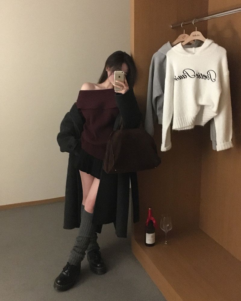 [ORIGINAL] DARE Off-Shoulder Rib Knit