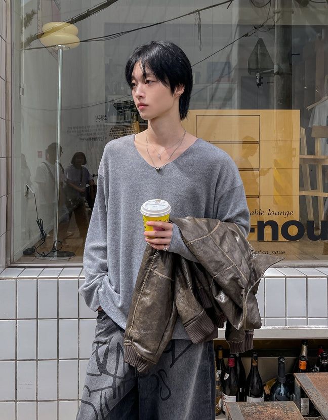 Wind Mohair V-neck Knit