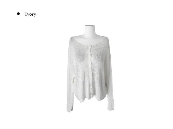 Buki Reversible See-Through Button Knit Cardigan