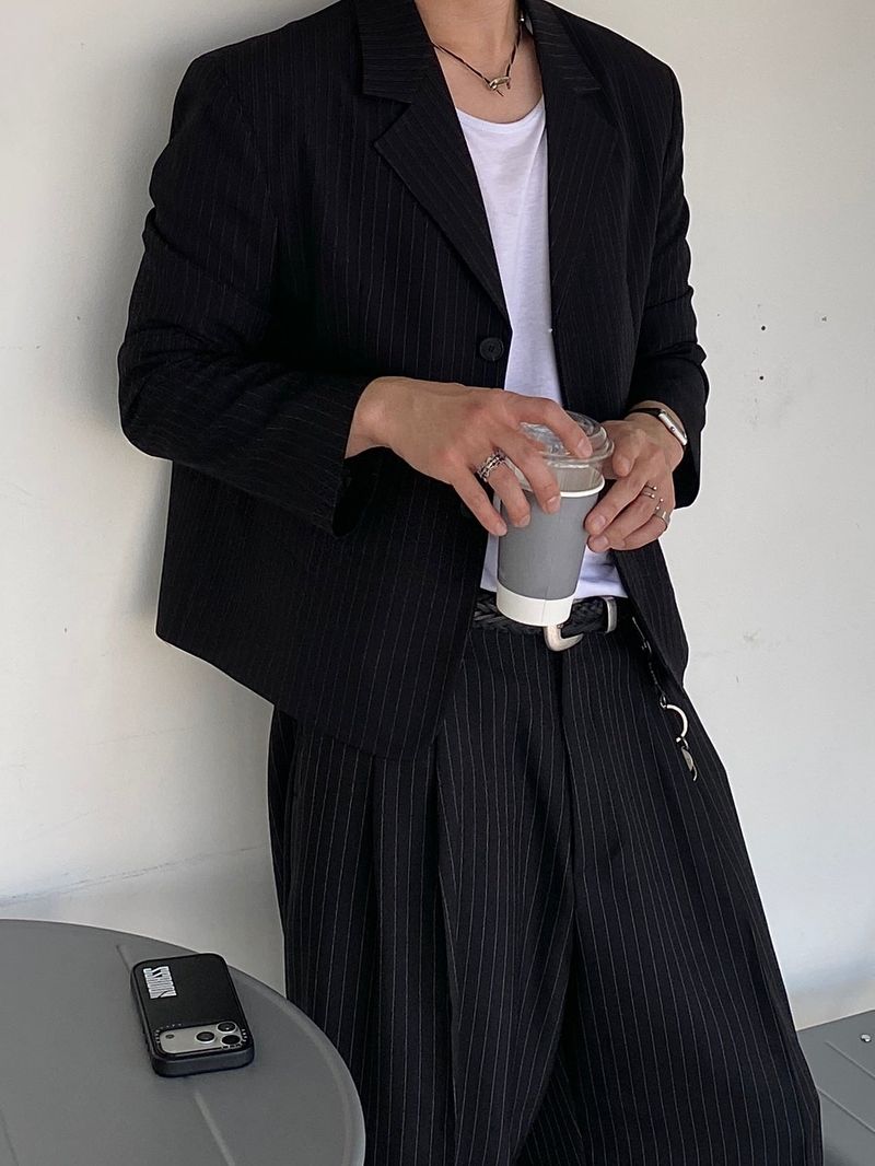 Allun Stripe Two-Tuck Slacks 2C