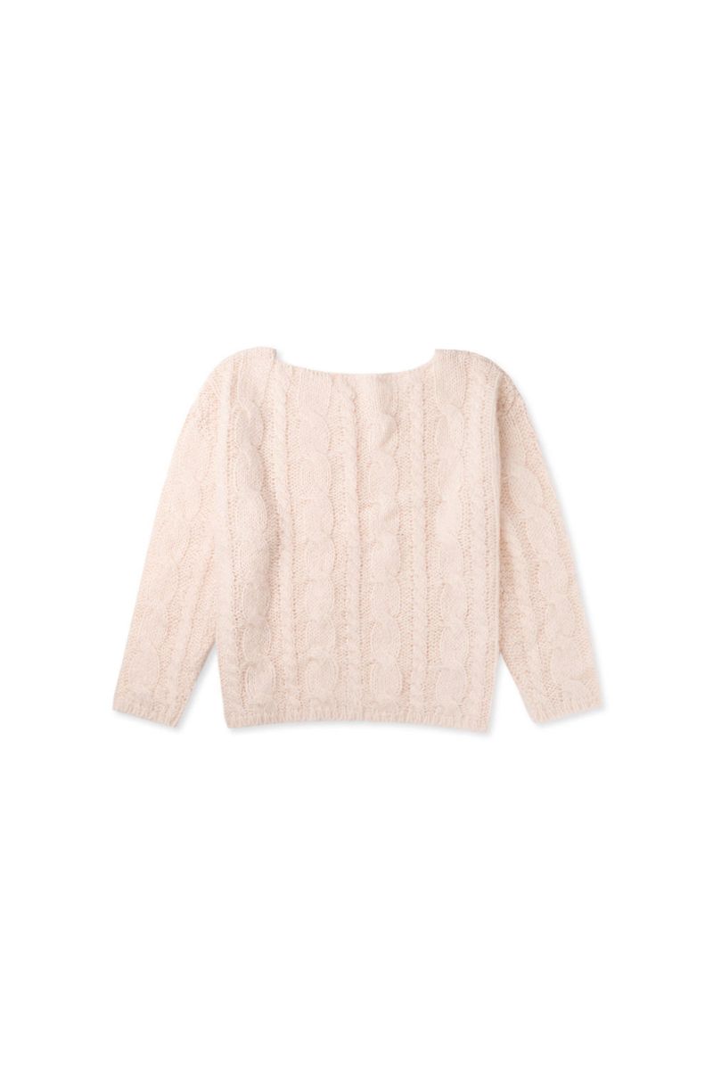 Cinnamon cable knit_baby pink
