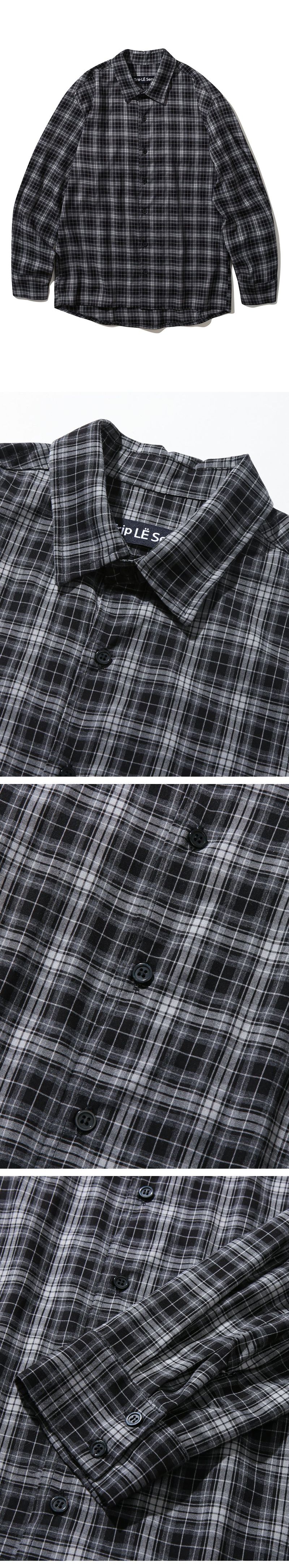 SOFT AND MILD MINIMAL CHECK SHIRT_BLACK