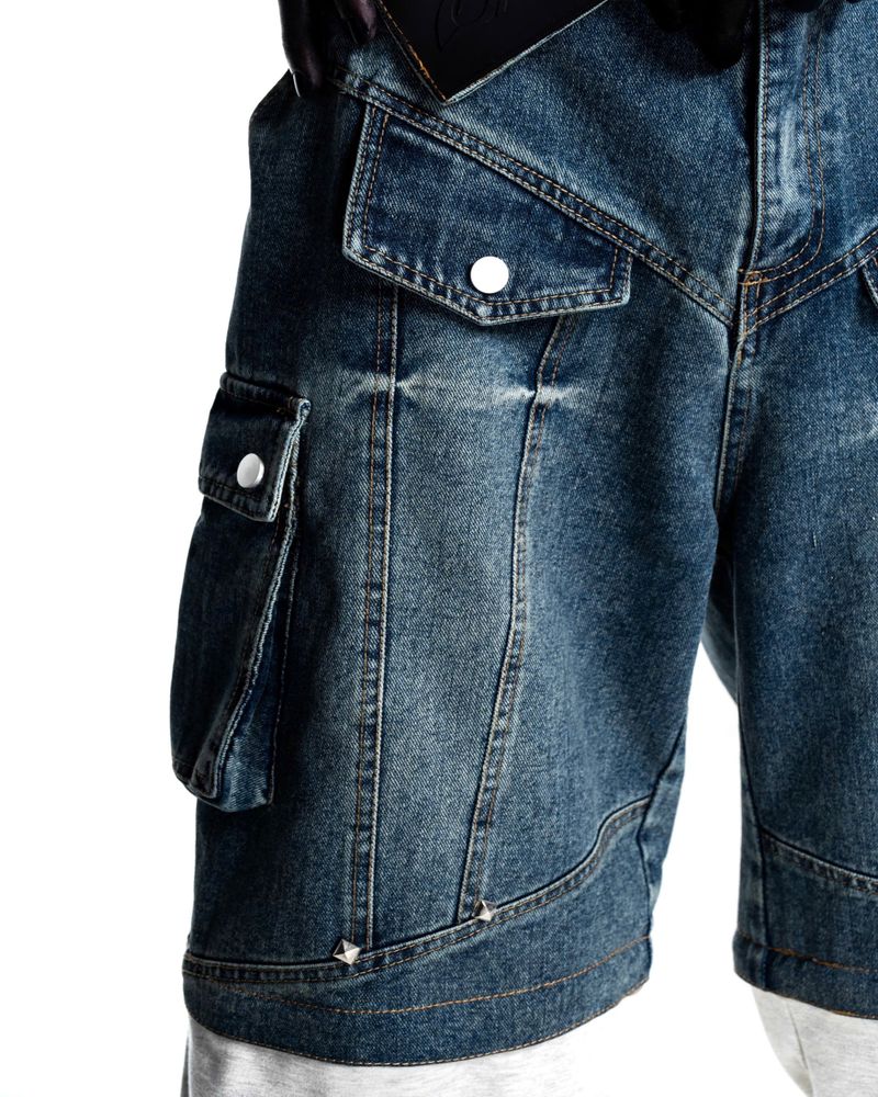 DENIM-FLEECE HYBRID PANTS