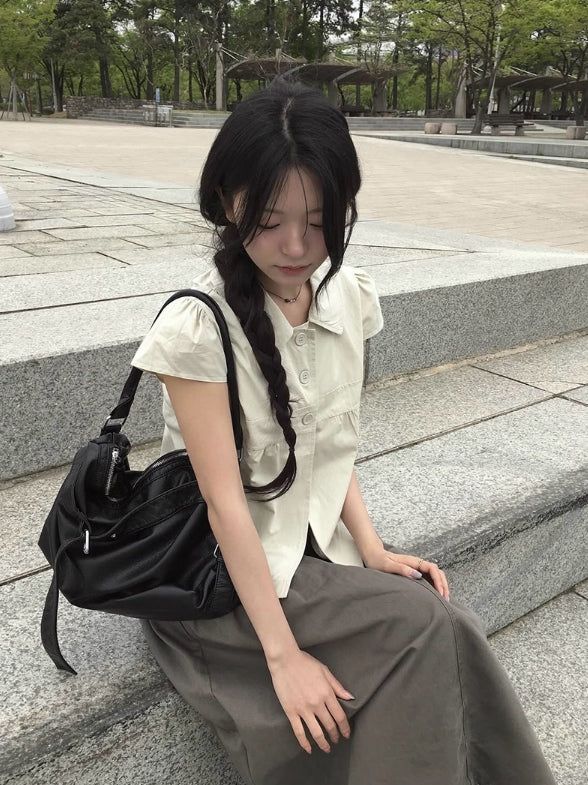 Mote Keyring Fold Shirred Cotton Long Skirt